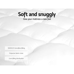 Giselle Bedding Pillowtop Mattress Topper 5cm Thick Mattress Pad for Back Pain Relief & Old Beds Machine Washable 500GSM Breathable Protector Single