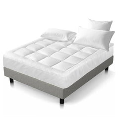 Giselle Bedding Pillowtop Mattress Topper 5cm Thick Pad for Back Pain Relief Washable Underlay Protector 1000GSM Microfibre Filling 45cm Deep Pocket King