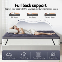 Giselle Bedding 5cm Pillowtop Topper Bamboo Polyester Blend Fibre Pad for Back Pain Relief Washable Overfilled Bed Protector 500GSM King