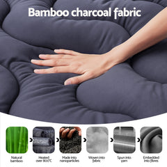 Giselle Bedding 5cm Pillowtop Topper Bamboo Polyester Blend Fibre Pad for Back Pain Relief Washable Overfilled Bed Protector 500GSM Queen