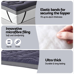 Giselle Bedding 5cm Pillowtop Topper Bamboo Polyester Blend Fibre Pad for Back Pain Relief Washable Overfilled Bed Protector 500GSM Queen