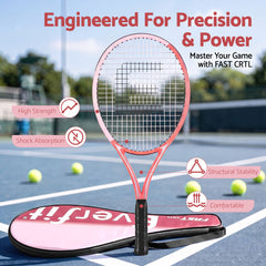 Everfit Tennis Racket Set 2 Pack 27 Inch Lightweight Cushioned Grip for Adults Pink