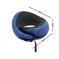 Wanderlite Travel Pillows for Airplanes Ergonomic Memory Foam Neck Pillow, Breathable & Washable Cover, Travel Bag Included, Airplane Pillow for Airplane, Car, Office and Home, Blue