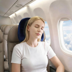 Wanderlite Travel Pillow for Airplanes Memory Foam Neck Pillows for Traveling, Soft & Washable Cover with Storage Bag, Portable Plane Accessories for Airplanes Offices Cars, Blue