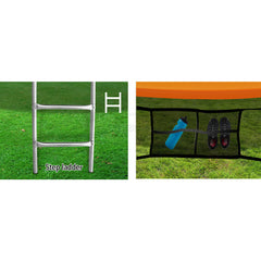 14ft Trampoline Everfit Kids Trampoline Rebounder w/ Ladder Basketball Hoop Orange
