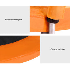 Everfit 6FT Trampoline for Kids w/ Ladder Trampoline Enclosure Safety Net Rebounder Orange