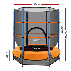 Everfit 4.5FT Trampoline for Kids Trampoline w/ Enclosure Safety Net Rebounder Gift Orange