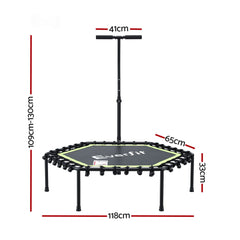 Everfit 48inch Hexagon Fitness Trampoline Rebounder Adjustable Handrail Green
