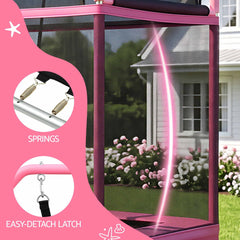 Everfit 3-in-1 Kids Rectangle 6FT Trampoline Rebounder with Swing Belt Pink