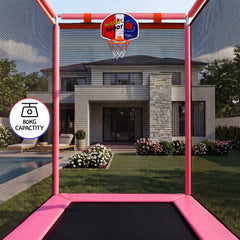 Everfit Kids 4.5FT Trampoline Rectangle Rebounder with Basketball Hoop Pink