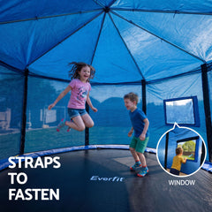 Everfit 12FT Kids Trampoline with Blue Tent Cover Ladder Rebounder Outdoor Toys