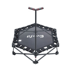 Everfit Fitness Foldable Trampoline Rebounder Adjustable Handle Indoor Exercise Black