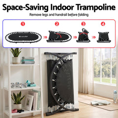 Everfit 56-Inch Foldable Fitness Trampoline Indoor Rebounder Adjustable Handrail