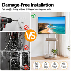 Artiss Mobile TV Floor Stand 40-75" Bracket Universal Adjustable Shelves Wheels