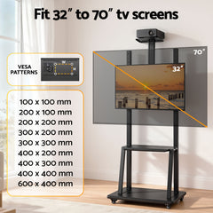 Artiss TV Stand 32-70" Universal Mobile Adjustable Height TV Stand with Wheels