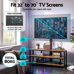 Artiss Corner TV Stand 32-70" w/ Mount LED Lights & Power Outlet Space Saving
