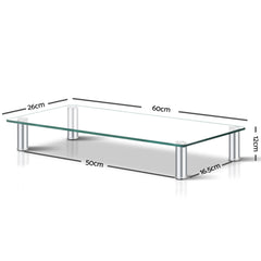 Artiss Monitor Stand Riser with Height Adjustable Computer Laptop Printer Screen Glass Display Shelf