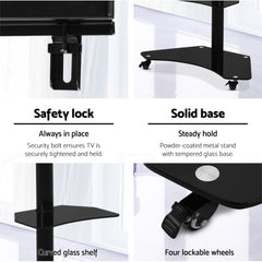 Artiss Mobile TV Stand for 32"-70" TVs Mount Bracket Portable Solid Trolley Cart