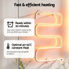 Devanti Heated Towel Rail Freestanding Wall Mounted S-Shape Electric Warmer Rack