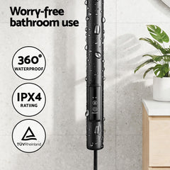 Devanti Heated Towel Rail with Timer Vertical Electric Heater Warmer Rack Black