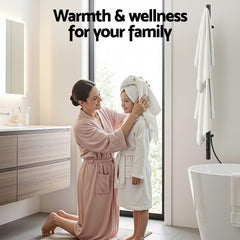 Devanti Heated Towel Rail with Timer Vertical Electric Heater Warmer Rack Black