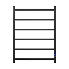 Devanti Heated Towel Rail 6 Round Bars with Timer Electric Heater Warmer Rack