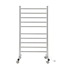 Devanti 10-Bar Freestanding Heated Towel Rail 3-5 Mins Fast Heating Electric Towel Warmer for Bathroom Winter Drying Stainless Steel Plug In 100W
