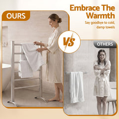 Devanti Electric Heated Towel Rail Rack 6 Bars with Timer Clothes Dry Warmer