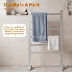 Devanti Electric Heated Towel Rail Rack 6 Bars with Timer Clothes Dry Warmer