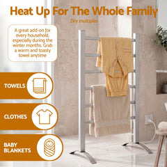 Devanti Electric Heated Towel Rail Rack 6 Bars with Timer Clothes Dry Warmer