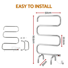 Devanti Electric Heated Towel Rail Rack 5 Bars Freestanding Clothes Dry Warmer
