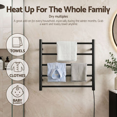 Devanti Electric Heated Towel Rail Rack 5 Bars Wall Mounted Clothes Dry Warmer