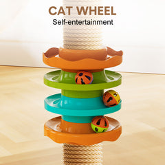 Wooden Cat Tree Tower Floor-to-Ceiling Cat Climbing Scratching Post Adjustable Height 2.5-2.8m with Observation Deck and Space Capsule for Multiple Cats