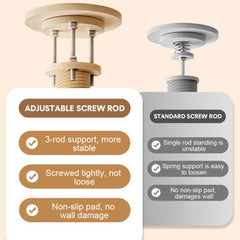 Wooden Cat Tree Tower Floor-to-Ceiling Cat Climbing Scratching Post Adjustable Height 2.5-2.8m with Observation Deck and Space Capsule for Multiple Cats