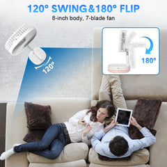 Quiet 20000mAh Portable Camping Fan 88 hour- Telescopic Oscillating Floor/Desk Fan with 4 Speeds & Timer 120° Swing 180° Tilt Camping Home Office Use