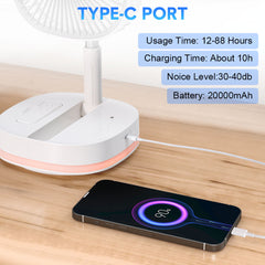 Quiet 20000mAh Portable Camping Fan 88 hour- Telescopic Oscillating Floor/Desk Fan with 4 Speeds & Timer 120° Swing 180° Tilt Camping Home Office Use