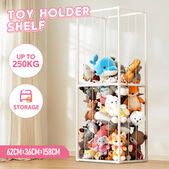 Stuffed Animal Storage Plush Toy Storage Vertical Corner Toys Display Holder Easy Accessible with Elastic Cord for Nursery Kids Room Bedroom Organization
