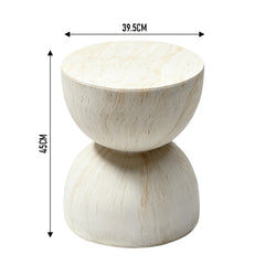 Travertine Side Table Modern MGO Faux Stone Round Accent End Table Weather-Resistant Garden Stool Plant Stand for Indoor Outdoor Patio Backyard 39.5x45cm