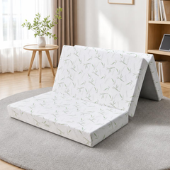 15cm Tri Fold Foldable Mattress Full Size Bedding Mattress High Density Foam Floor Mat with Soft Removable Cover for Guest Bed RV Camping 201 x 150 x 15cm