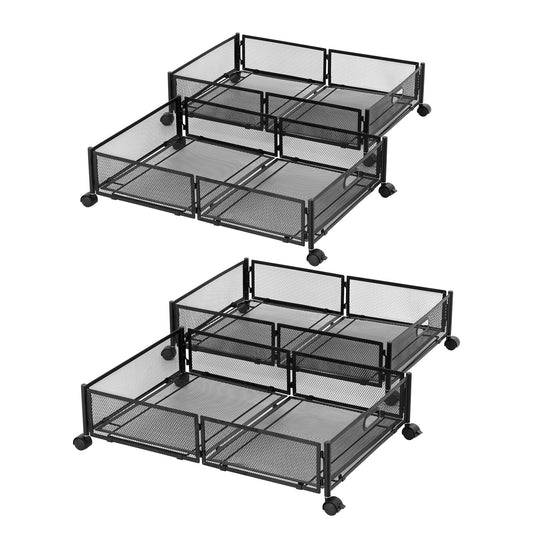 Artiss 4X Under Bed Storage Containers Metal Boxes Quilt Organiser with Wheels