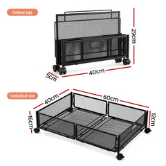 Artiss 4X Under Bed Storage Containers Metal Boxes Quilt Organiser with Wheels
