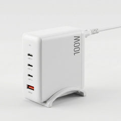 Devanti USB C Charger 100W Fast Charger 4 Port GaN Desktop Station White