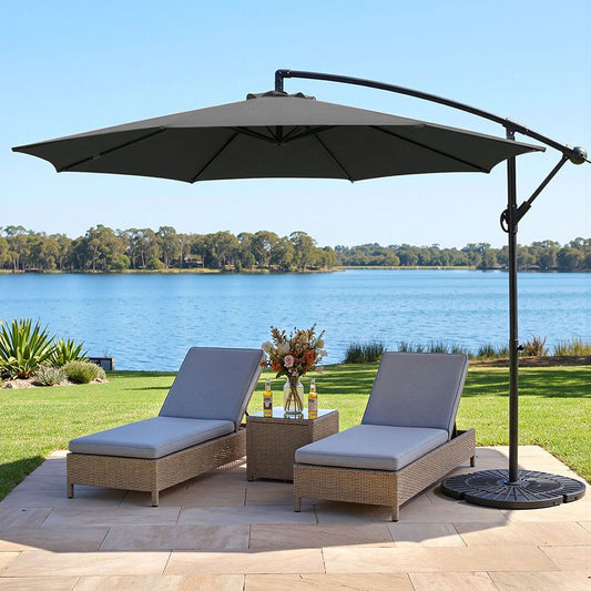 Instahut 3m Outdoor Umbrella Cantilever Beach Garden Patio Charcoal