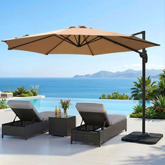 Instahut 3m Outdoor Umbrella w/Base Cantilever Beach Roma 360 Degree Tilt Beige