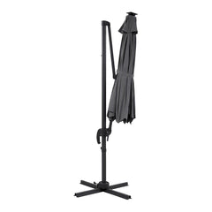 Instahut Outdoor Umbrella 3m Solar LED Offset Cantilever Patio Parasol Charcoal