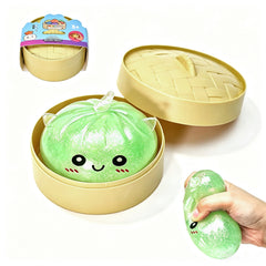 Green Unicorn Squishy Fidget Toy Soft Glitter Sensory TPR Stress Relief Ball Dumpling Mystery Box for Adults Kids Teens Party Holiday Birthday Gift 95x50mm