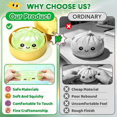 Green Unicorn Squishy Fidget Toy Soft Glitter Sensory TPR Stress Relief Ball Dumpling Mystery Box for Adults Kids Teens Party Holiday Birthday Gift 95x50mm