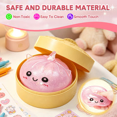 Pink Unicorn Squishy Fidget Toy Soft Glitter Sensory TPR Stress Relief Ball Dumpling Mystery Box for Adults Kids Teens Party Holiday Birthday Gift 95x50mm