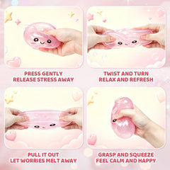 Pink Unicorn Squishy Fidget Toy Soft Glitter Sensory TPR Stress Relief Ball Dumpling Mystery Box for Adults Kids Teens Party Holiday Birthday Gift 95x50mm