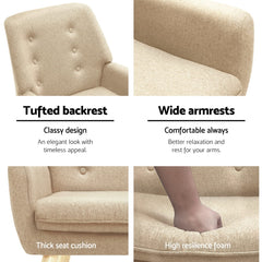 Artiss Armchair Linen Fabric Anne Beige